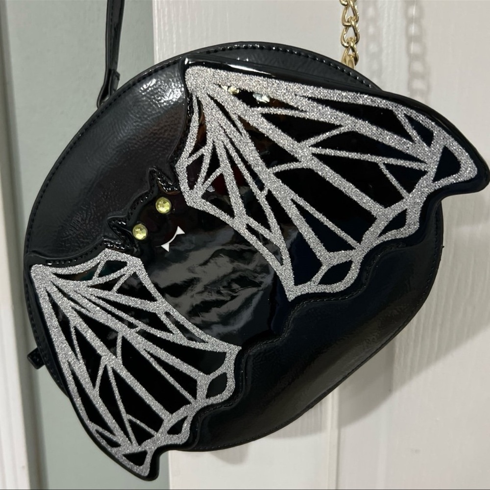 Betsey Johnson Black and Silver Bat Mini Bag